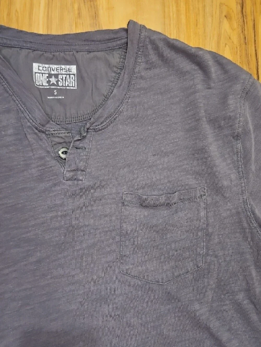 Converse Men's Short-Sleeve Henley Tee - Slate Gray - Picture 3 of 5